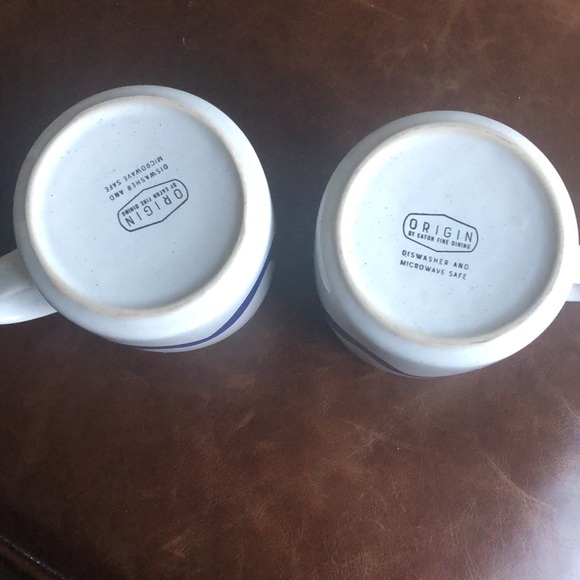 Set of 2 Origin Blue Wave Design Stoneware Coffee / Tea Mug 14 oz NWOT - Picture 4 of 5